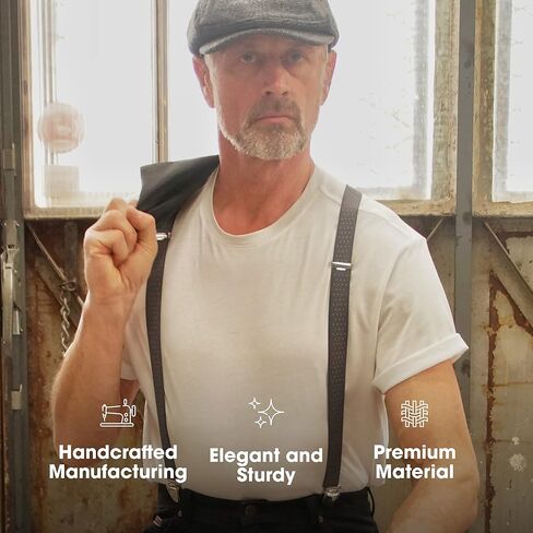 PIERROT Skinny Suspenders for Men with Very Strong Clips - One Size Adjustable and Elastic - Thin Heavy Duty Braces in Kuwait
