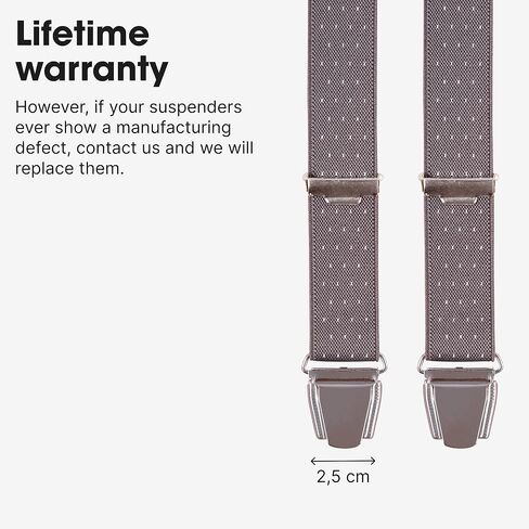 PIERROT Skinny Suspenders for Men with Very Strong Clips - One Size Adjustable and Elastic - Thin Heavy Duty Braces in Kuwait