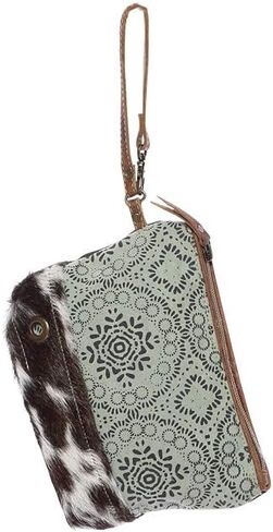 Myra Bag Floral Upcycled Canvas & Cowhide Wristlet Bag S-1143 in Saudi Arabia