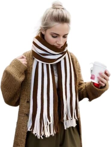 XANZILZ Women's Warm Long Scarves Chunky Winter Scarfs Tassel Scarf Winter Infinity Scarf for Women Cold Weather in Kuwait