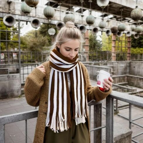 XANZILZ Women's Warm Long Scarves Chunky Winter Scarfs Tassel Scarf Winter Infinity Scarf for Women Cold Weather in Kuwait