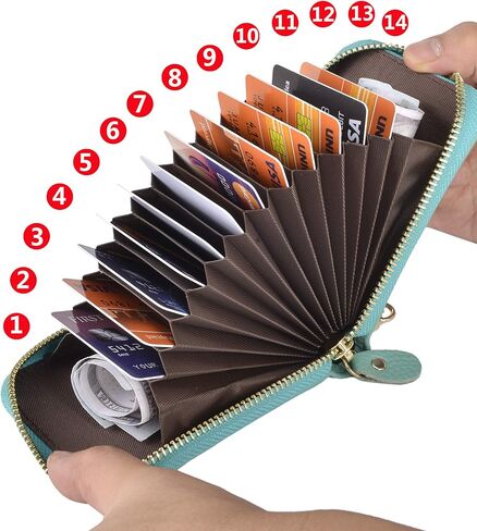Outrip RFID Small Credit Card Holder Wallets for Women Zipper Coin Purse with Keychain in Kuwait