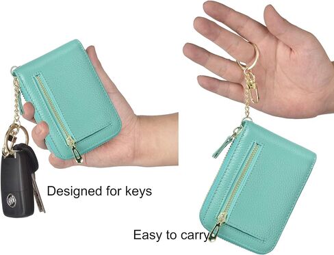 Outrip RFID Small Credit Card Holder Wallets for Women Zipper Coin Purse with Keychain in Kuwait