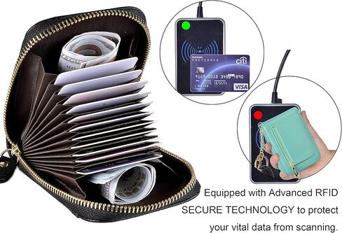 Outrip RFID Small Credit Card Holder Wallets for Women Zipper Coin Purse with Keychain in Kuwait