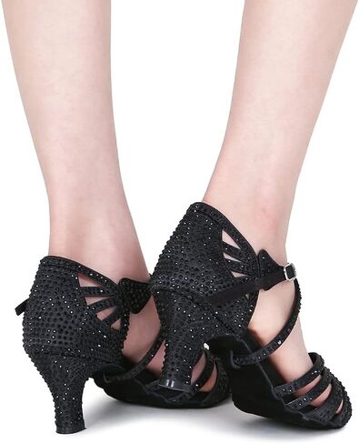 أحذية رقص داخلية HXYOO للنساء/قاعة الرقص السالسا اللاتينية المفتوحة من الأمام لأداء حفلات الزفاف الاجتماعية للمبتدئين in Kuwait