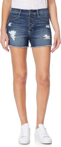 WallFlower Women's Juniors Flirty Curvy High-Rise Exposed Button Stretch Shorty Shorts in Saudi Arabia