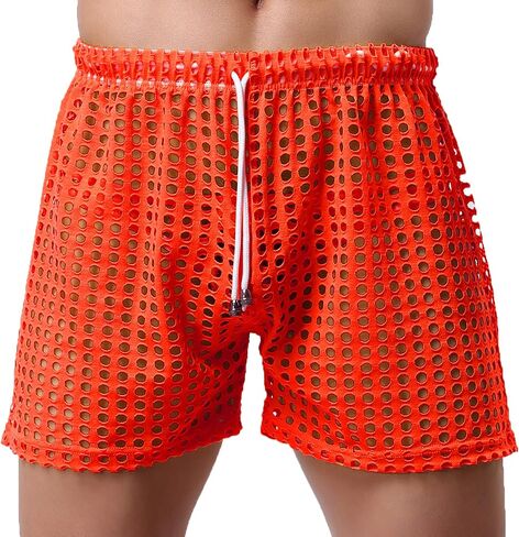 YUFEIDA Mens Hollow Openwork Drawstring Lounge Underwear Boxer Shorts Loose Bikini Trunks Multi Color in Saudi Arabia