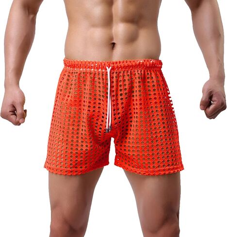 YUFEIDA Mens Hollow Openwork Drawstring Lounge Underwear Boxer Shorts Loose Bikini Trunks Multi Color in Saudi Arabia