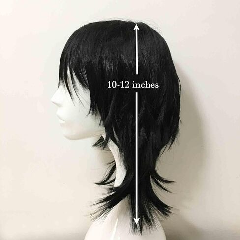 Nevermindyrhead Men Black Long Straight Fringe Bangs Layered Mullet Cosplay Wig in Saudi Arabia