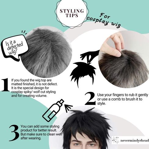 Nevermindyrhead Men Black Long Straight Fringe Bangs Layered Mullet Cosplay Wig in Saudi Arabia