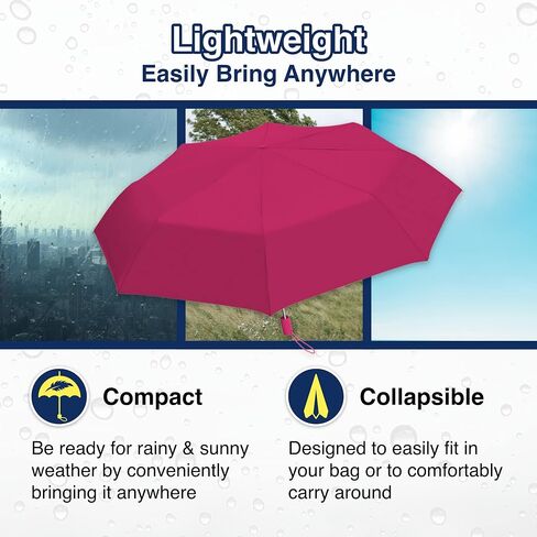 Weather Station Rain Umbrella, Full 42 Inch Arc, Automatic Folding Umbrella, Windproof, Lightweight, and Packable for Travel in Saudi Arabia