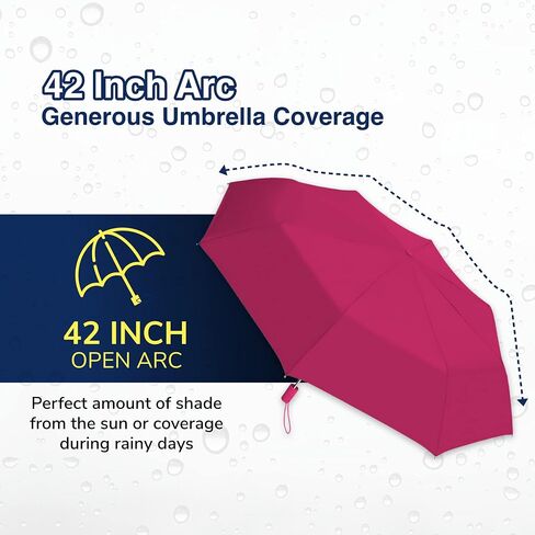 Weather Station Rain Umbrella, Full 42 Inch Arc, Automatic Folding Umbrella, Windproof, Lightweight, and Packable for Travel in Saudi Arabia