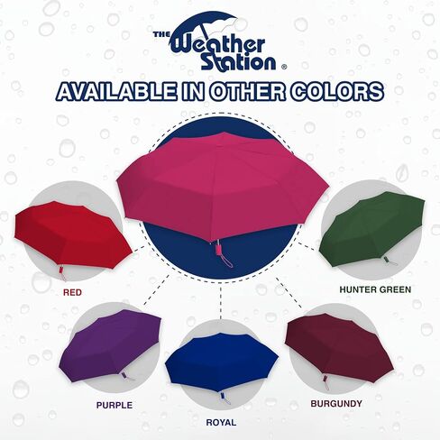 Weather Station Rain Umbrella, Full 42 Inch Arc, Automatic Folding Umbrella, Windproof, Lightweight, and Packable for Travel in Saudi Arabia