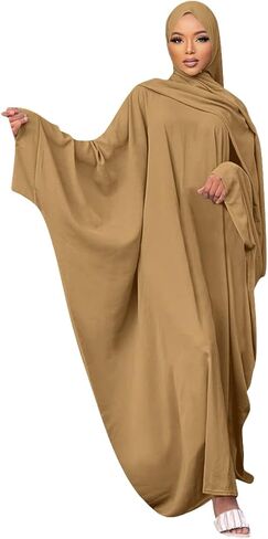 IMEKIS Women Muslim Abaya Modest Dress with Hijab Solid Middle East Arabian Robe Islamic Dubai Outfit Wedding Dresses in Saudi Arabia