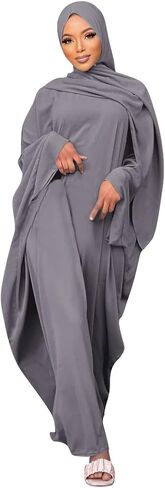 IMEKIS Women Muslim Abaya Modest Dress with Hijab Solid Middle East Arabian Robe Islamic Dubai Outfit Wedding Dresses in Saudi Arabia