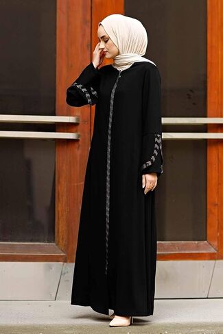 istanbulstyles Women's Abaya Long Sleeve Open Quarry Floor Length Zipper Floor Length Turkish Islamic Fashion in Kuwait