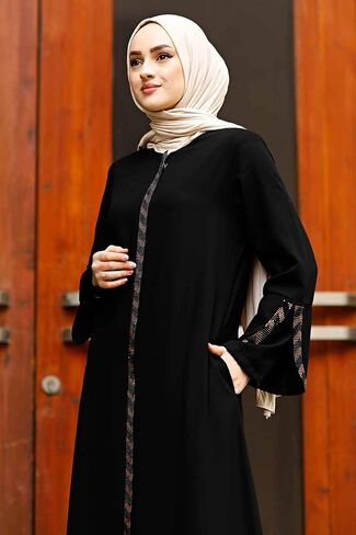 istanbulstyles Women's Abaya Long Sleeve Open Quarry Floor Length Zipper Floor Length Turkish Islamic Fashion in Kuwait