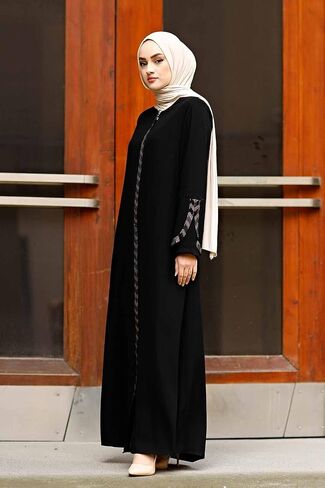 istanbulstyles Women's Abaya Long Sleeve Open Quarry Floor Length Zipper Floor Length Turkish Islamic Fashion in Kuwait