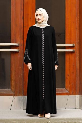 istanbulstyles Women's Abaya Long Sleeve Open Quarry Floor Length Zipper Floor Length Turkish Islamic Fashion in Kuwait