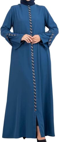 istanbulstyles Women's Abaya Long Sleeve Open Quarry Floor Length Zipper Floor Length Turkish Islamic Fashion in Saudi Arabia
