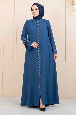 istanbulstyles Women's Abaya Long Sleeve Open Quarry Floor Length Zipper Floor Length Turkish Islamic Fashion in Saudi Arabia