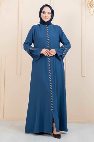 istanbulstyles Women's Abaya Long Sleeve Open Quarry Floor Length Zipper Floor Length Turkish Islamic Fashion in Saudi Arabia