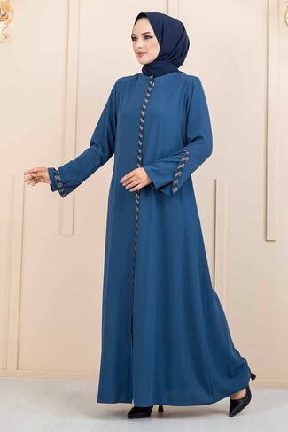 istanbulstyles Women's Abaya Long Sleeve Open Quarry Floor Length Zipper Floor Length Turkish Islamic Fashion in Saudi Arabia