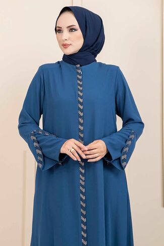istanbulstyles Women's Abaya Long Sleeve Open Quarry Floor Length Zipper Floor Length Turkish Islamic Fashion in Saudi Arabia