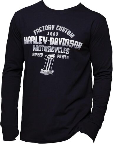 Harley-Davidson Military - Men's Black Long-Sleeve Graphic T-Shirt with Thumbholes - Camp Humphreys | Dark Factory in Saudi Arabia