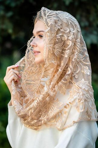 Catholic Mantilla Mass Infinity Veil Church Lace Veil Spanish Chapel Church Women Cathedral Mass Head Covering Veil Infinity in Kuwait