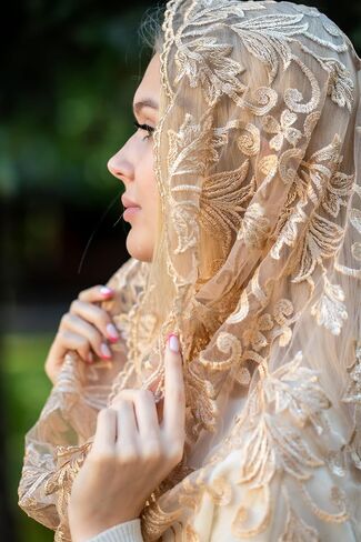 Catholic Mantilla Mass Infinity Veil Church Lace Veil Spanish Chapel Church Women Cathedral Mass Head Covering Veil Infinity in Kuwait