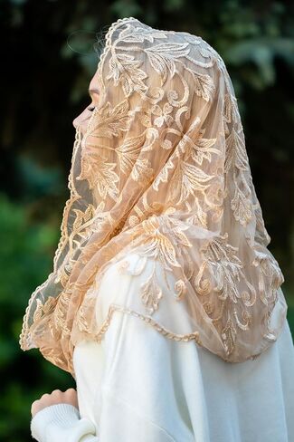 Catholic Mantilla Mass Infinity Veil Church Lace Veil Spanish Chapel Church Women Cathedral Mass Head Covering Veil Infinity in Kuwait