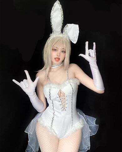 Mobbunny Christmas Bride Bunny Cosplay Bodysuit with Gloves Headband and Choker Bunny Costume in Saudi Arabia