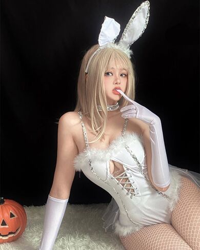 Mobbunny Christmas Bride Bunny Cosplay Bodysuit with Gloves Headband and Choker Bunny Costume in Saudi Arabia