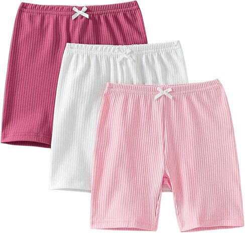 Floerns Girls 3 Piece Ribbed Knit Elastic Waist Bow Knot Biker Shorts in Saudi Arabia