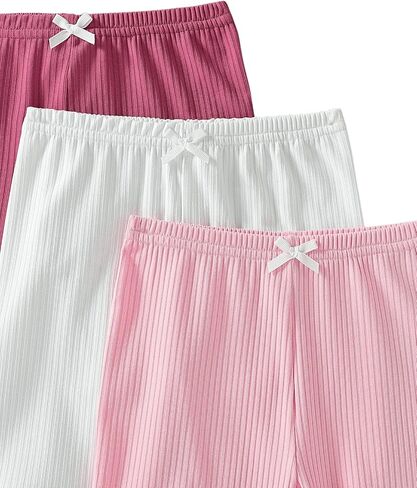 Floerns Girls 3 Piece Ribbed Knit Elastic Waist Bow Knot Biker Shorts in Saudi Arabia