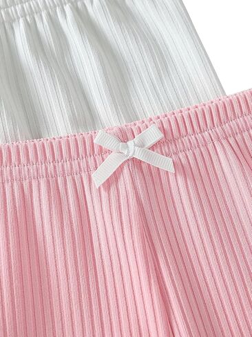 Floerns Girls 3 Piece Ribbed Knit Elastic Waist Bow Knot Biker Shorts in Saudi Arabia