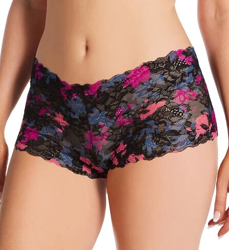 Maidenform Women's Sexy Must Haves Lace Cheeky Boyshort Panty, DMCLBSL, Floral Layers Black, 6 in Saudi Arabia