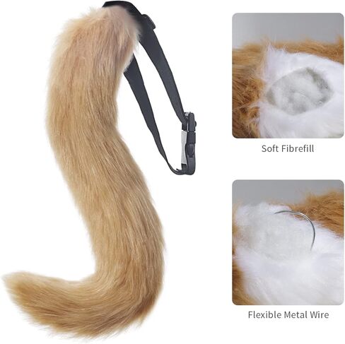 ذيل ثعلب رافاكيني، زي ذيل ثعلب من الفرو الصناعي، فستان تنكرية للهالوين قابل للتعديل، زي ذيل ثعلب فروي للبالغين والأطفال والحفلات in Kuwait