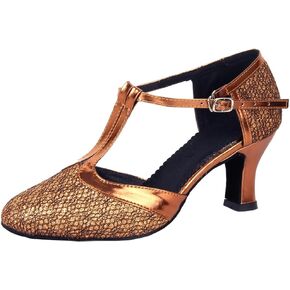 أحذية Inupon النسائية لقاعة الرقص على شكل حرف T أحذية الرقص اللاتينية مقاس 2.16 بوصة كعب حفلات السالسا التانجو in Kuwait