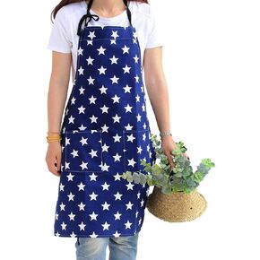 Idopy Stylish Stars Printed Women's Painters Cooking Apron Smocks for Kitchen Cleaning BBQ with 2 Pockets