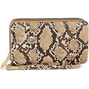 Rebecca & Rifka Faux Python Snakeskin Double Zip Around Wristlet Wallet in Saudi Arabia