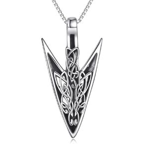 KQF Arrow Necklace S925 Sterling Silver Necklace Viking Necklace for Birthday Gift