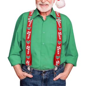BODIY Red Stanta Suspenders for Men Christmas Suspenders Funny Wide Elstic Y Back with Metal Clips Adjustable Suspender in Kuwait