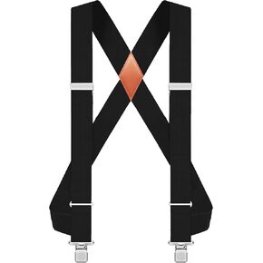 L04AYABY Black Side Clips Suspenders for Men Heavy Duty Big and Tall Ski Suspenders Trucker Brown Leather Suspenders