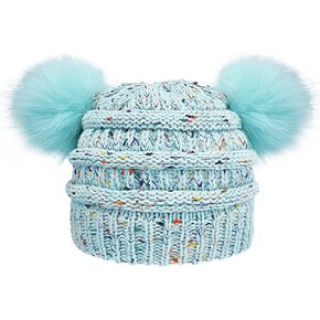 قبعة LUCKYBUNNY للأطفال الصغار من الأولاد والبنات مع بوم بوم، قبعة صغيرة شتوية دافئة، قبعة تزلج سميكة، لعمر 7-12 عامًا in Kuwait