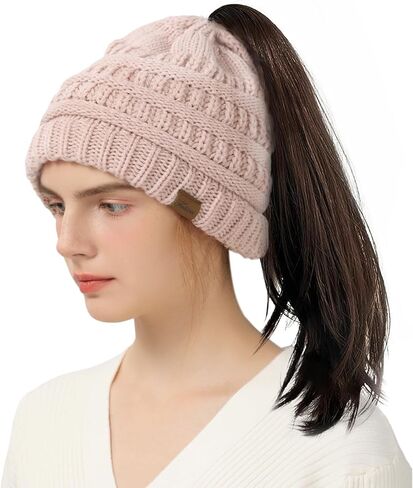 قبعة نيمالبال مع فتحة ذيل حصان - قبعة شتوية للنساء، قبعة ذيل حصان، قبعة ذيل حصان، قبعات ذيل حصان للنساء in Kuwait