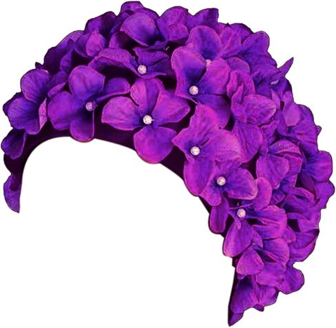 قبعة سباحة للاستحمام بتلات الزهور للنساء والفتيات من KADBLE، قبعة سباحة كلاسيكية للشعر الطويل/القصير in Kuwait