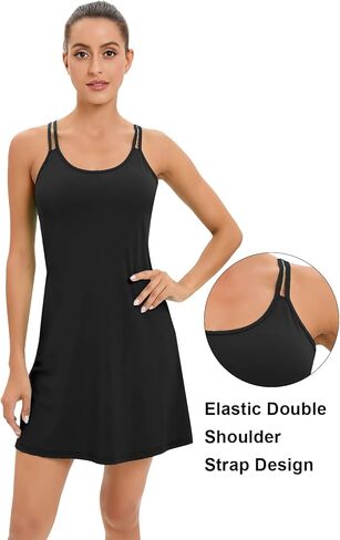 فستان الجولف للسيدات من CHICHO، فستان للتمرين بظهر ريسر مع شورت وجيوب مدمجة in Kuwait