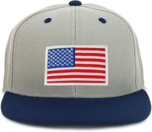 Armycrew Youth Kid's White American Flag Patch Flat Bill Snapback Trucker Cap in Saudi Arabia